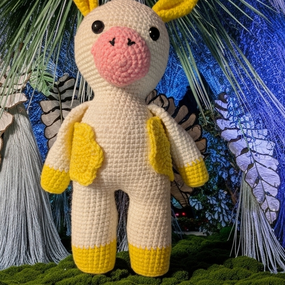 Yellow and Pink Crochet Animal Toy - Picture 1 of 2